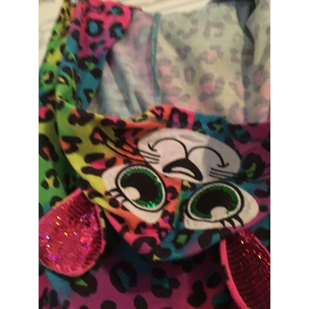 Justice Girls Colorful Leopard Print Pajama Romper Jumpsuit Shorts Sleep Size 10